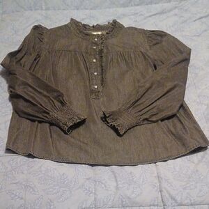 a.n.a Dark Gray Long Sleeve Blouse Size Medium